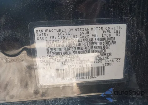 2017 Nissan Versa 1.6 S+ z USA, uszkodzony, nr VIN 3N1CN7AP1HL823668